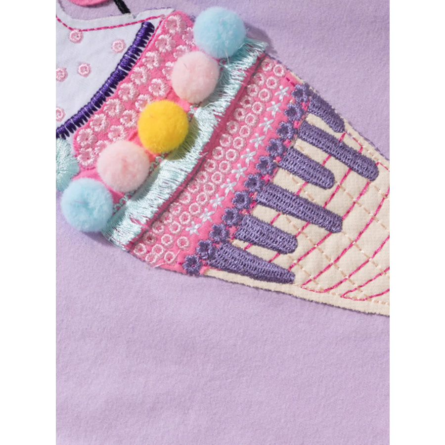 Children’s Cute Ice Cream Applique Ruffle Hem T-Shirt Apparel and Accessories