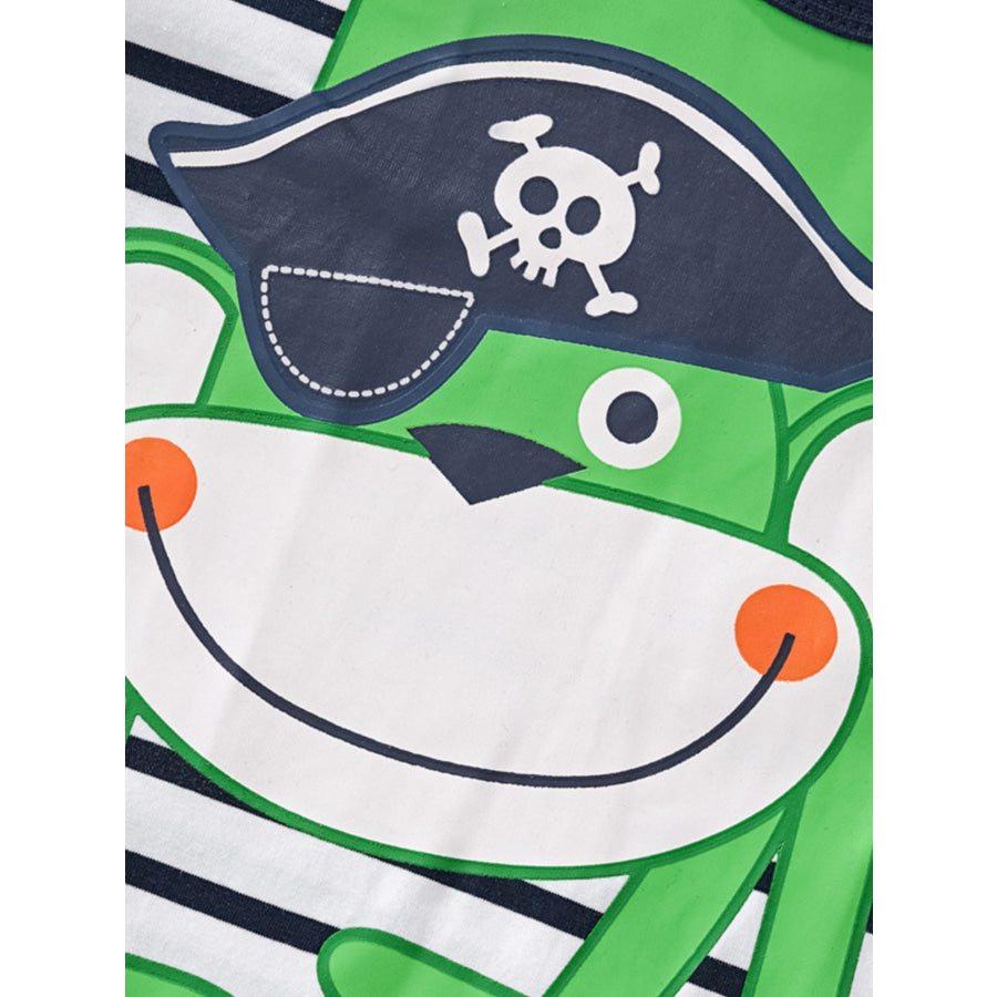 Children’s Cute Pirate Monkey Striped T-Shirt & Shorts Set Apparel and Accessories