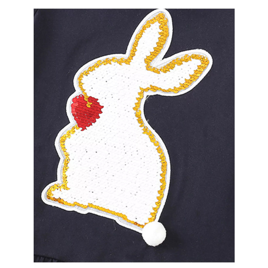 Children’s Cute Rabbit Applique Ruffle Hem T-Shirt Apparel and Accessories