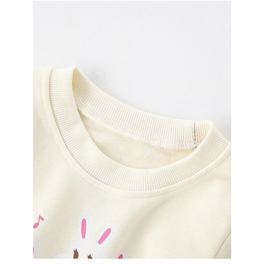 Children’s Cute Rabbit Piano Crew Neck Sweatshirt Apparel and Accessories