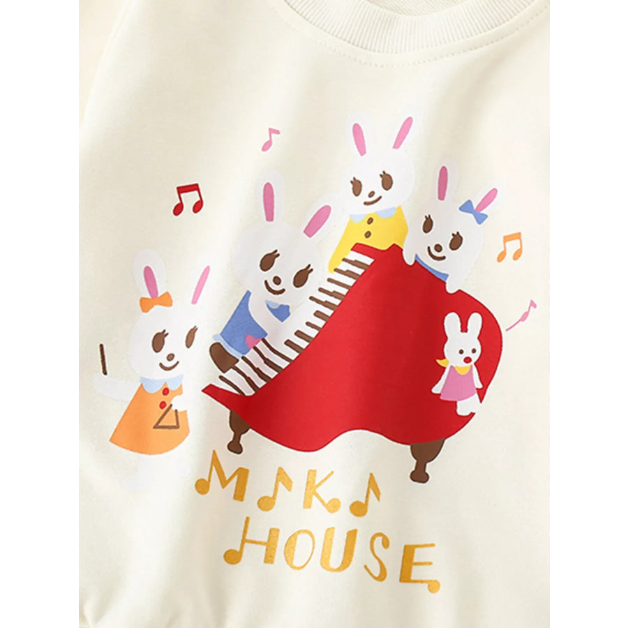 Children’s Cute Rabbit Piano Crew Neck Sweatshirt Apparel and Accessories