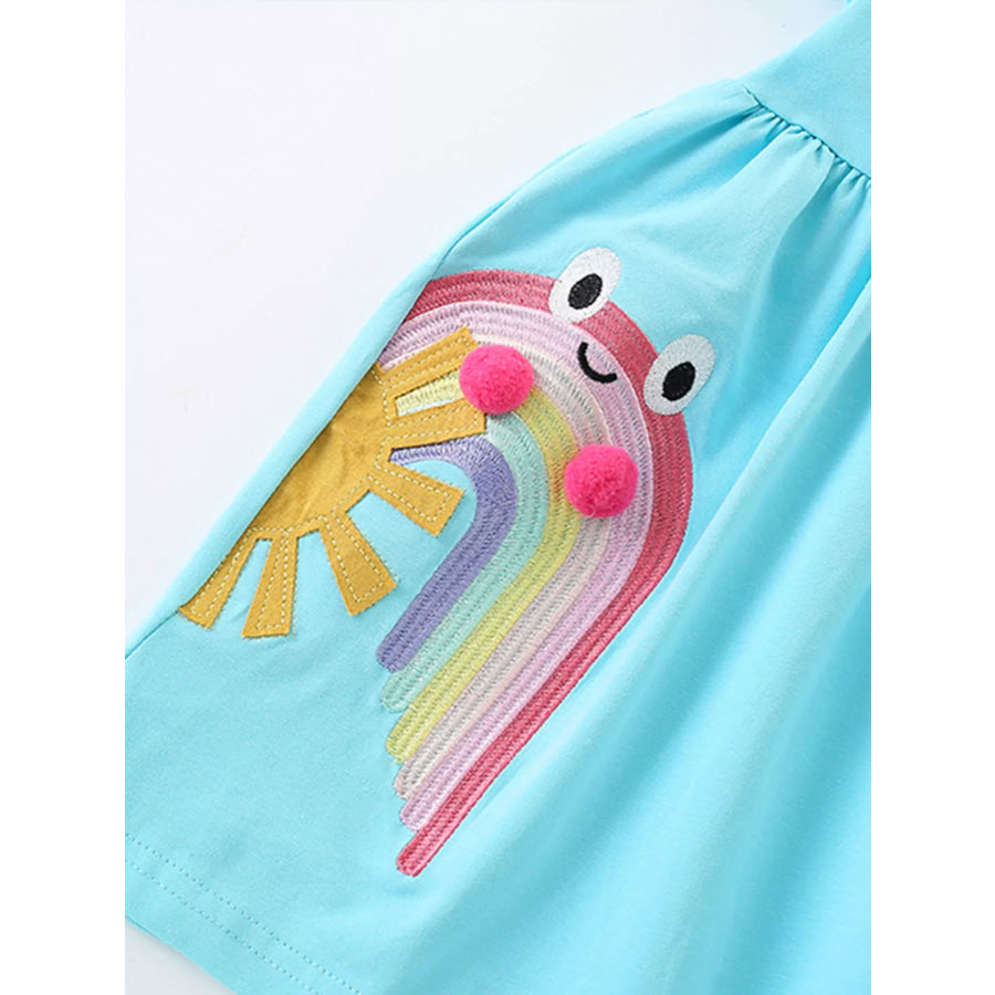 Children’s Cute Rainbow Frog Embroidered Dress Apparel and Accessories