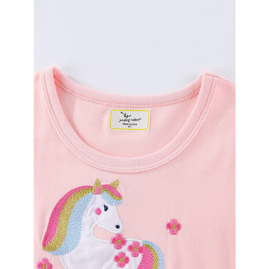 Children’s Cute Unicorn Applique Ruffle Sleeve Dress Apparel and Accessories