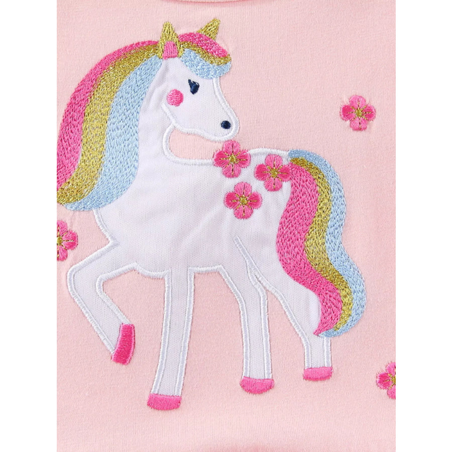 Children’s Cute Unicorn Applique Ruffle Sleeve Dress Apparel and Accessories