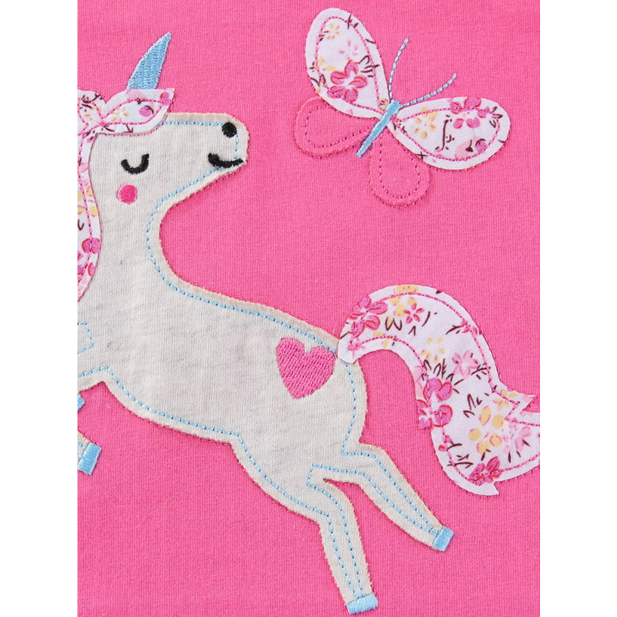Children’s Cute Unicorn Applique Ruffle Sleeve T-Shirt Apparel and Accessories