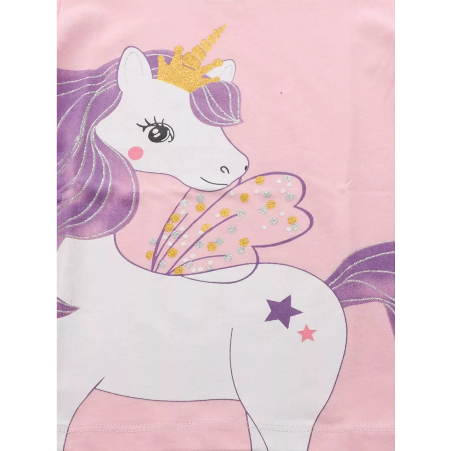 Children’s Cute Unicorn Graphic Short Sleeve T-Shirt Apparel and Accessories