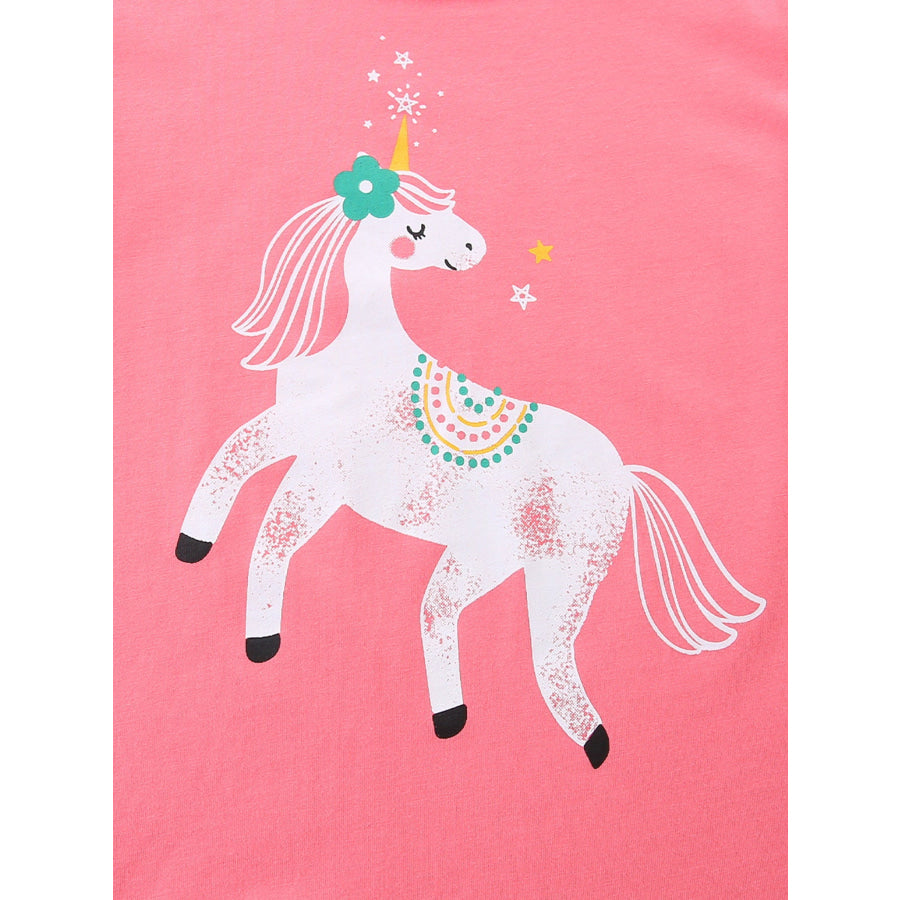 Children’s Cute Unicorn Graphic Short Sleeve T-Shirt Apparel and Accessories