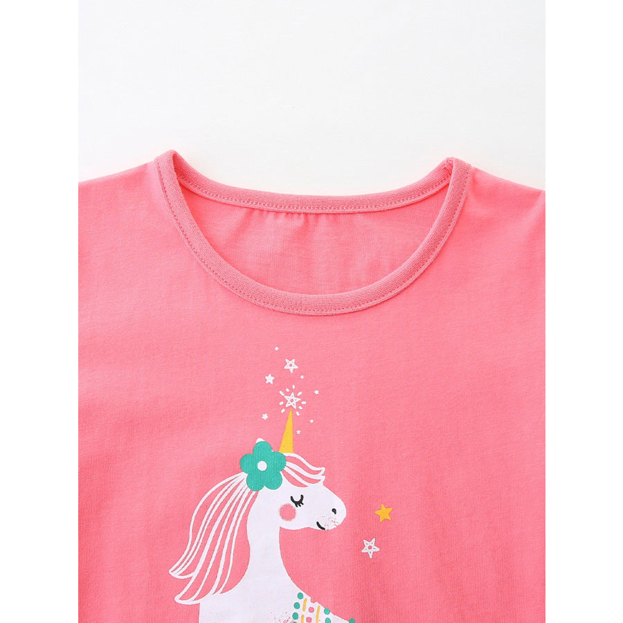 Children’s Cute Unicorn Graphic Short Sleeve T-Shirt Apparel and Accessories