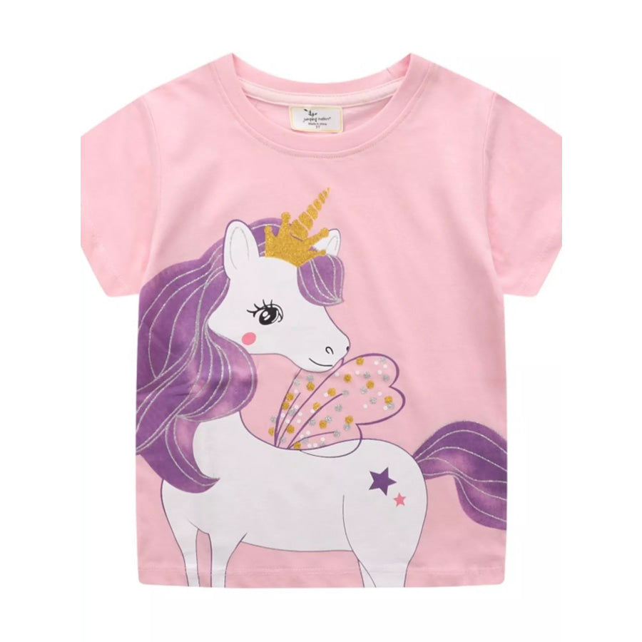 Children’s Cute Unicorn Graphic Short Sleeve T-Shirt Blush Pink / 2T Apparel and Accessories