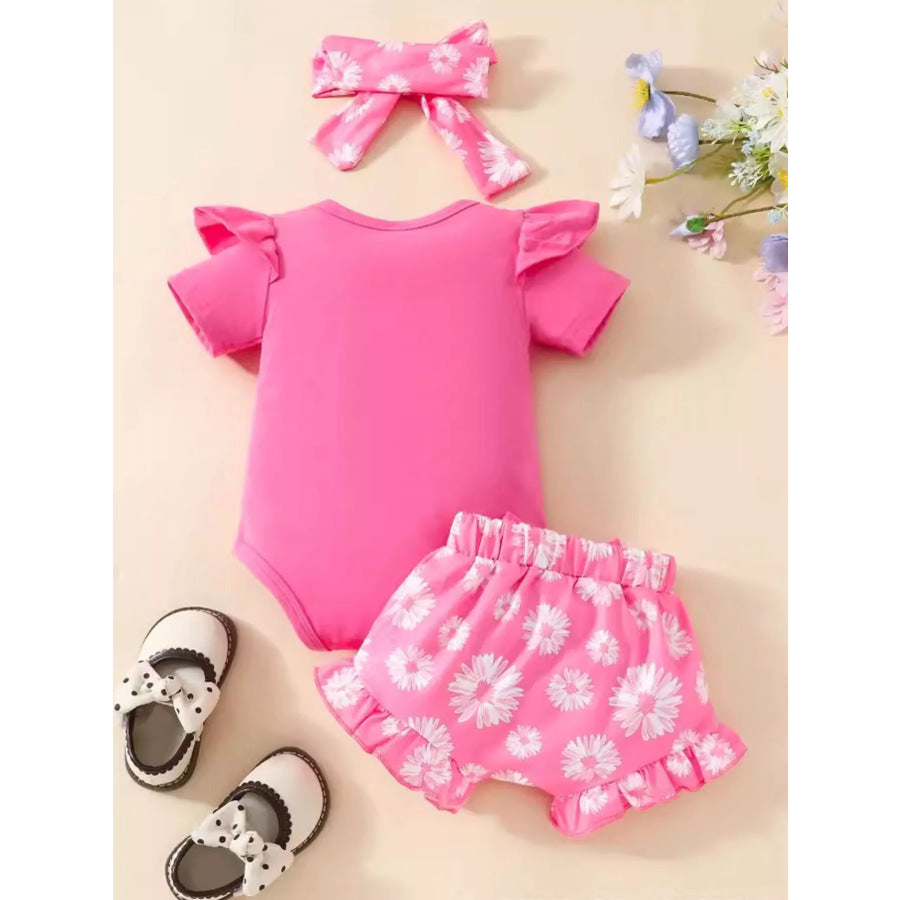 Children’s Daisy Bodysuit and Shorts Set with Headband Apparel and Accessories