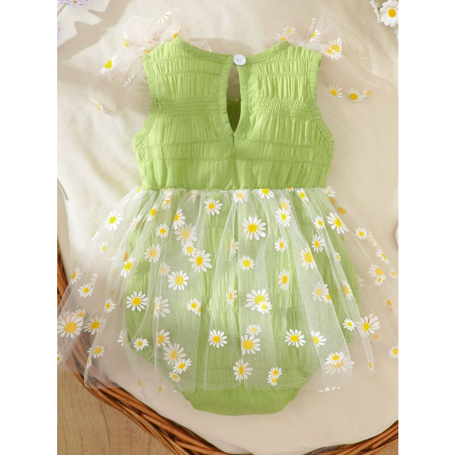 Children’s Daisy Embroidered Sleeveless Bodysuit Dress Apparel and Accessories