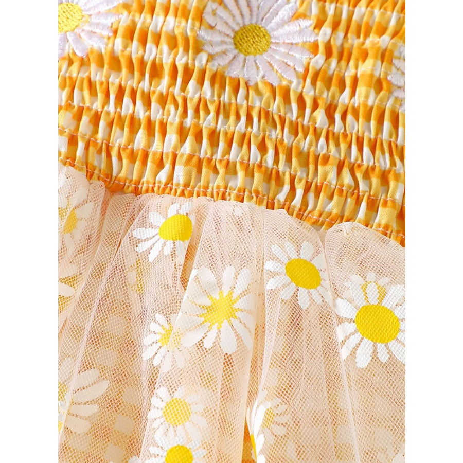 Children’s Daisy Gingham Ruffle One-Piece with Headband Apparel and Accessories