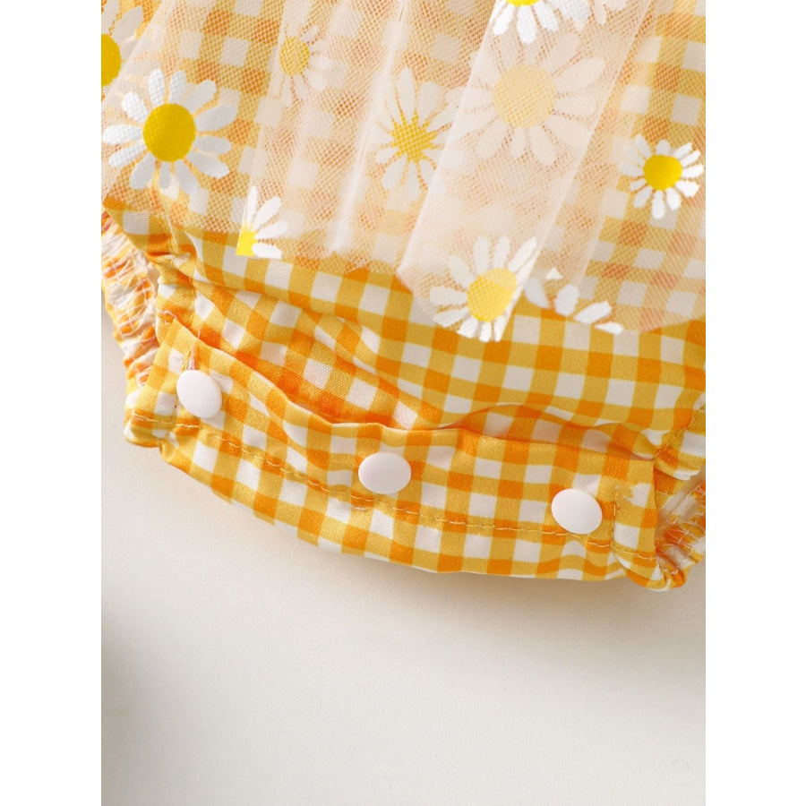 Children’s Daisy Gingham Ruffle One-Piece with Headband Apparel and Accessories