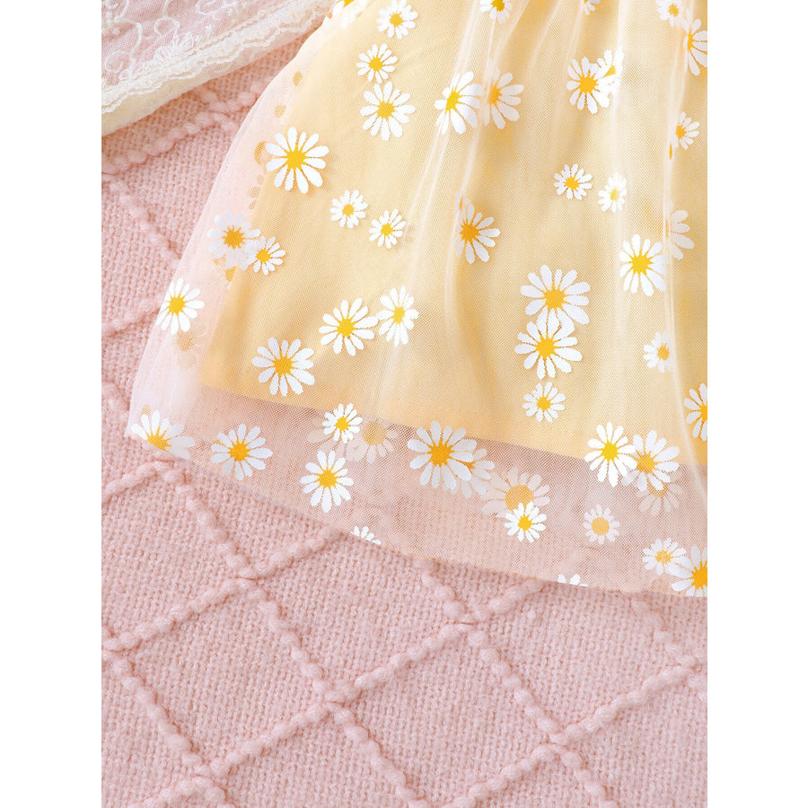 Children’s Daisy Print Bow Decor Tank Top & Shorts Set Apparel and Accessories