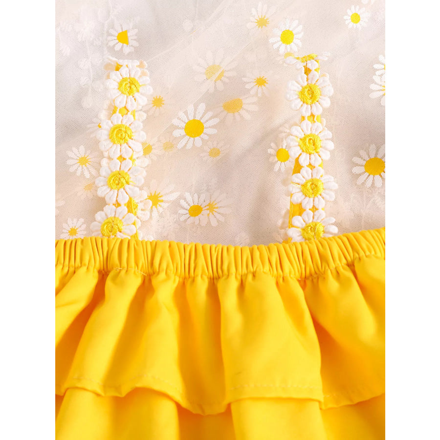 Children’s Daisy Print Cami and Denim Shorts Set Yellow / 18-24M Apparel and Accessories