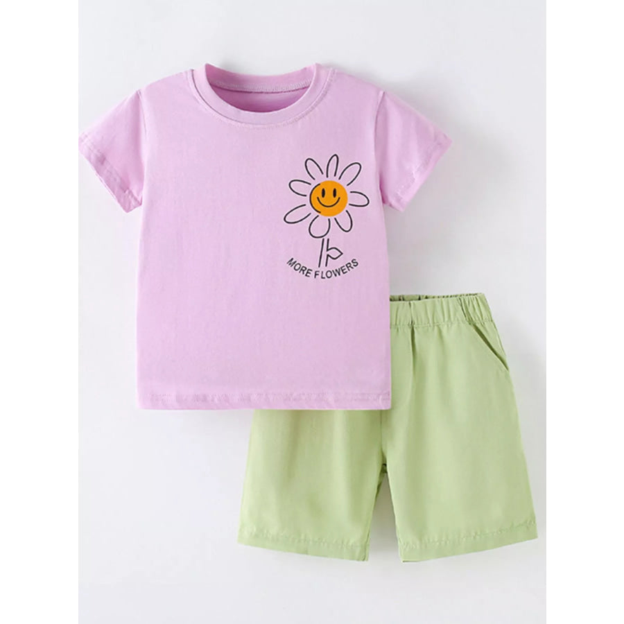 Children’s Daisy Print Tee and Shorts Set Apparel and Accessories