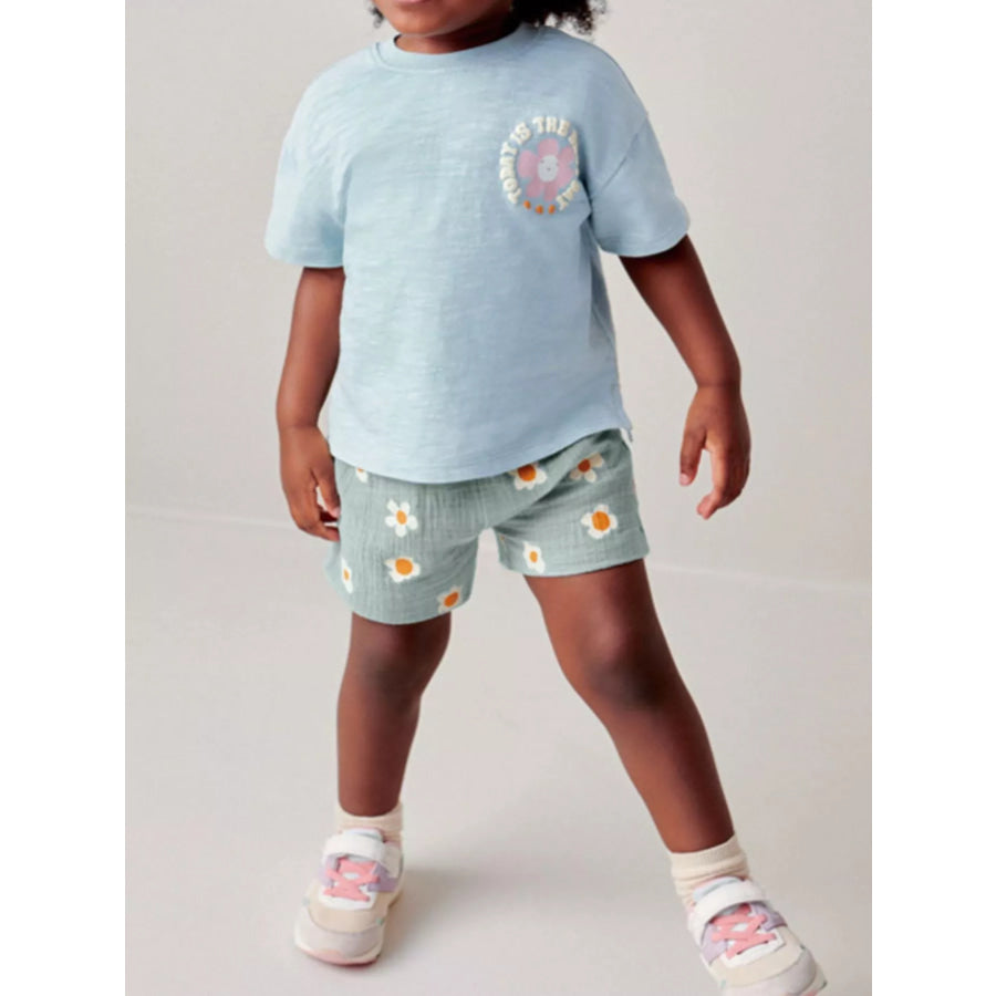 Children’s Daisy T-Shirt and Shorts Set Light Blue / 3Y Apparel and Accessories