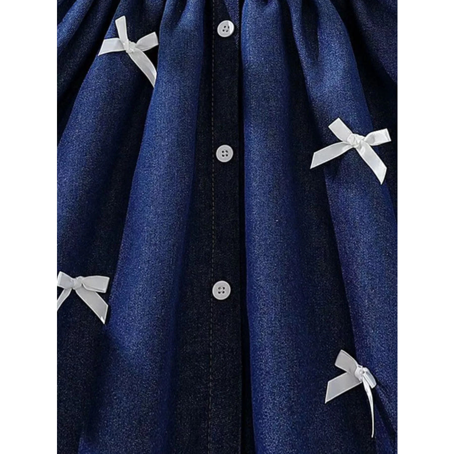 Children’s Denim Bowknot Sleeveless Dress Apparel and Accessories