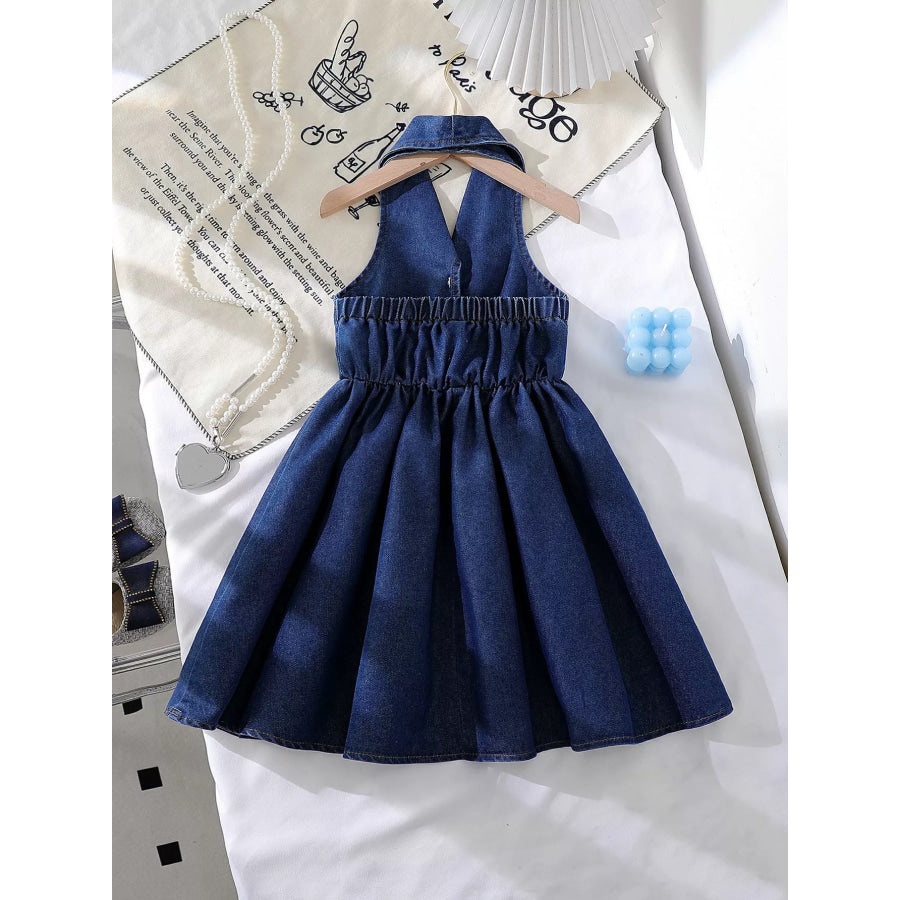 Children’s Denim Bowknot Sleeveless Dress Apparel and Accessories
