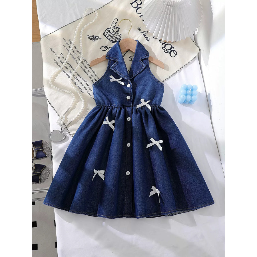 Children’s Denim Bowknot Sleeveless Dress Apparel and Accessories