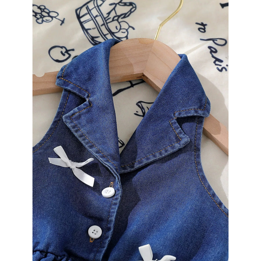 Children’s Denim Bowknot Sleeveless Dress Apparel and Accessories