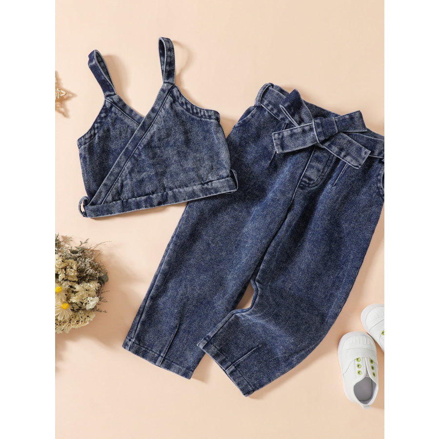 Children’s Denim Cami Top and Jeans Set Navy Blue / 18-24M Apparel and Accessories