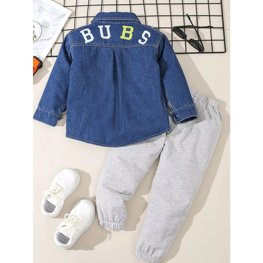 Children’s Denim Shirt and Drawstring Joggers Set Apparel and Accessories