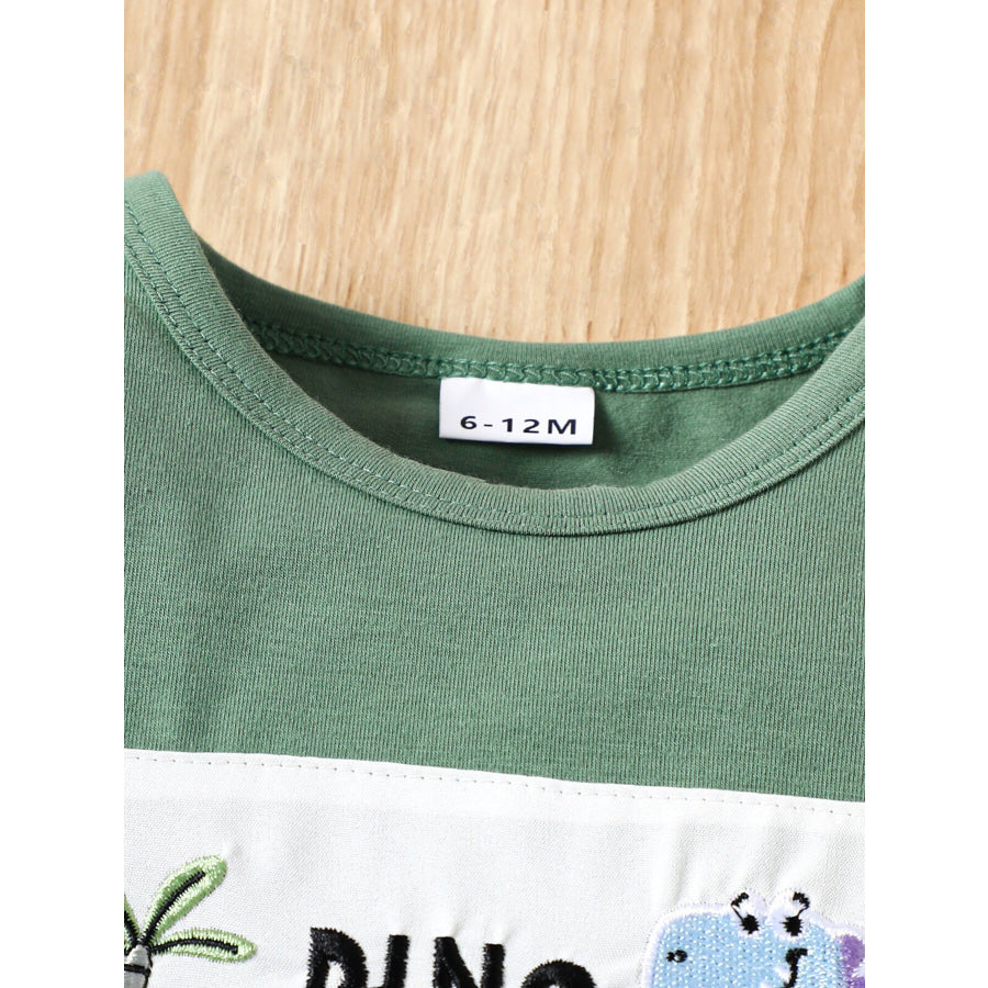 Children’s Dino Embroidered Tee & Striped Shorts Set Apparel and Accessories