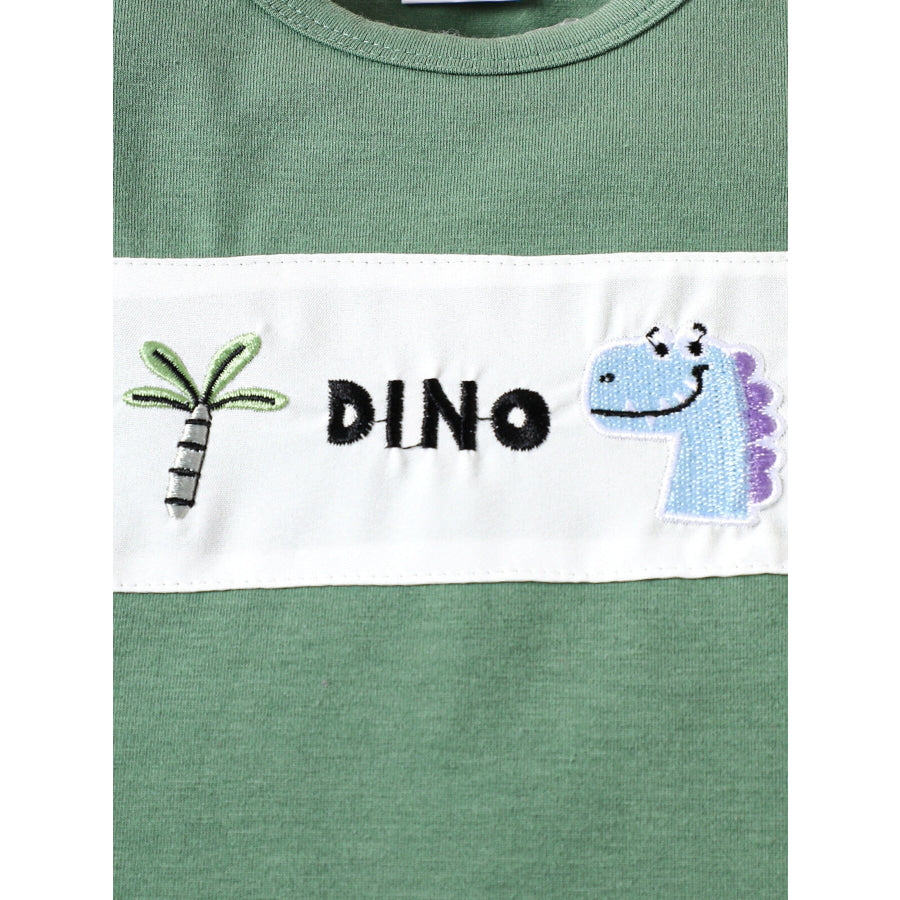 Children’s Dino Embroidered Tee & Striped Shorts Set Apparel and Accessories