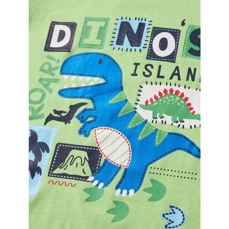 Children’s Dino Island Graphic T-shirt and Plaid Shorts Set Apparel and Accessories