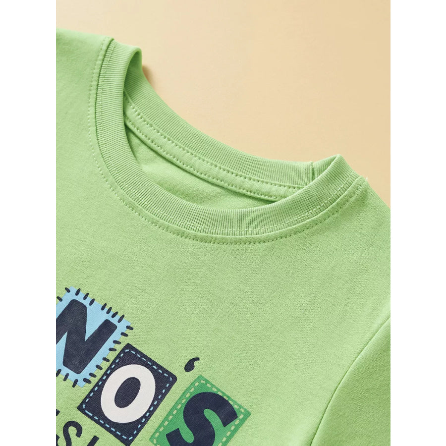 Children’s Dino Island Graphic T-shirt and Plaid Shorts Set Apparel and Accessories