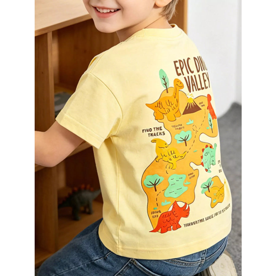 Children’s Dinosaur Adventure Map T-Shirt Yellow / 3T Apparel and Accessories
