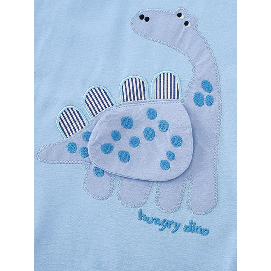 Children’s Dinosaur Applique Short Sleeve T-Shirt Apparel and Accessories