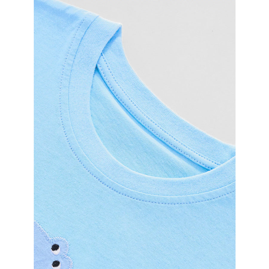 Children’s Dinosaur Applique Short Sleeve T-Shirt Apparel and Accessories