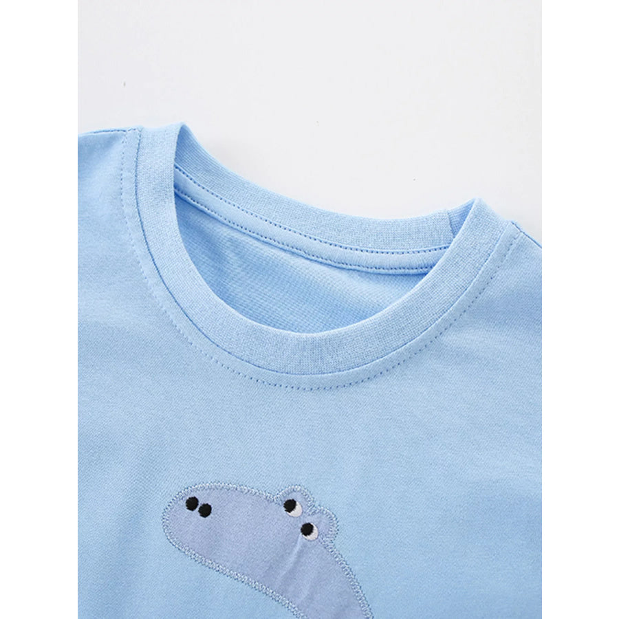 Children’s Dinosaur Applique Short Sleeve T-Shirt Apparel and Accessories