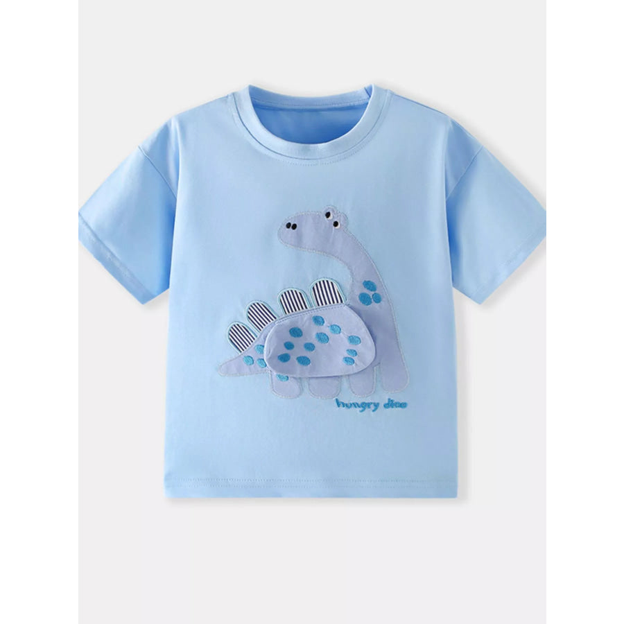 Children’s Dinosaur Applique Short Sleeve T-Shirt Apparel and Accessories