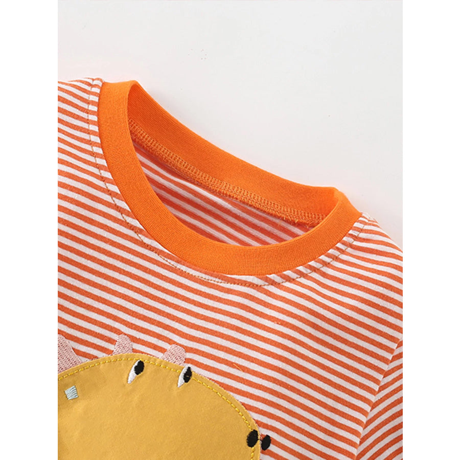 Children’s Dinosaur Applique Striped T-Shirt Apparel and Accessories