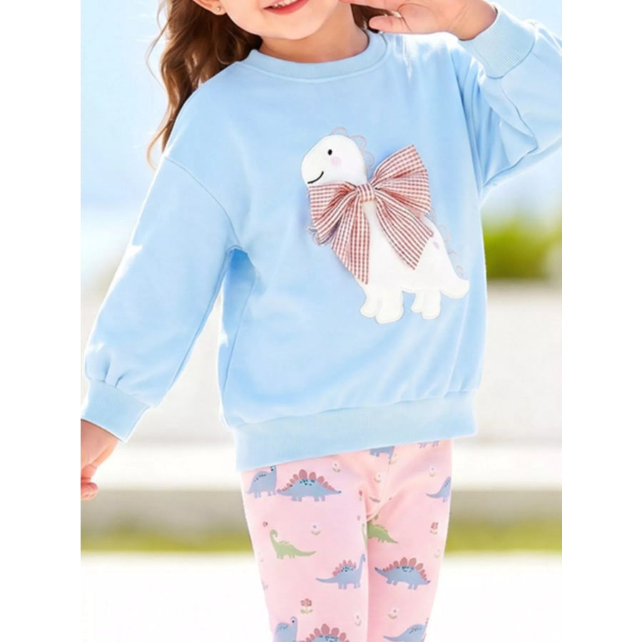 Children’s Dinosaur Applique Sweatshirt and Printed Leggings Set Apparel and Accessories