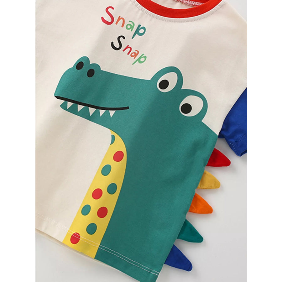 Children’s Dinosaur Applique Two-Piece Set Apparel and Accessories