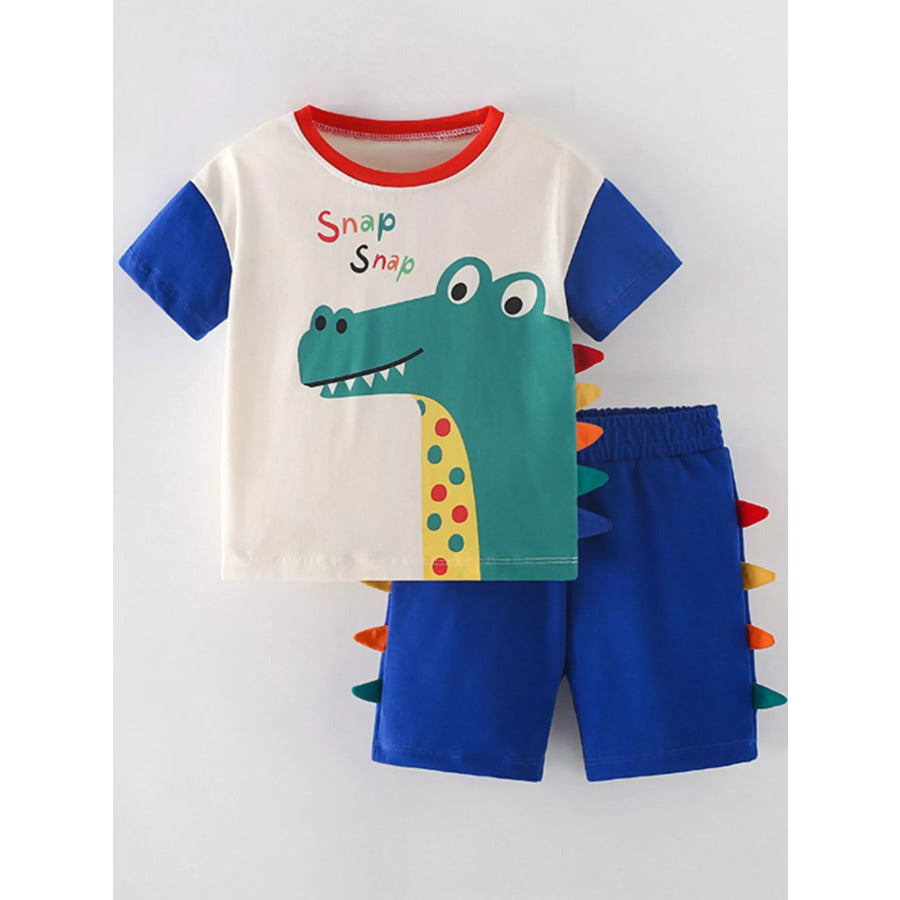 Children’s Dinosaur Applique Two-Piece Set Apparel and Accessories