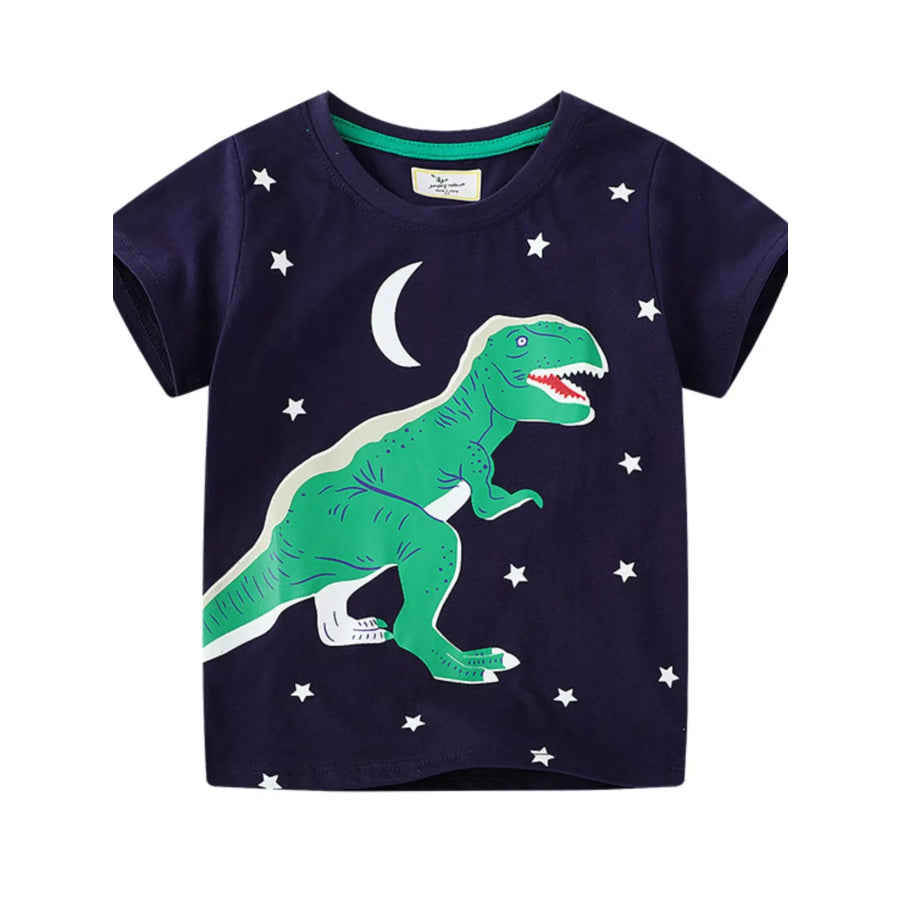 Children’s Dinosaur Crew Neck Short Sleeve T-Shirt Black / 2T Apparel and Accessories