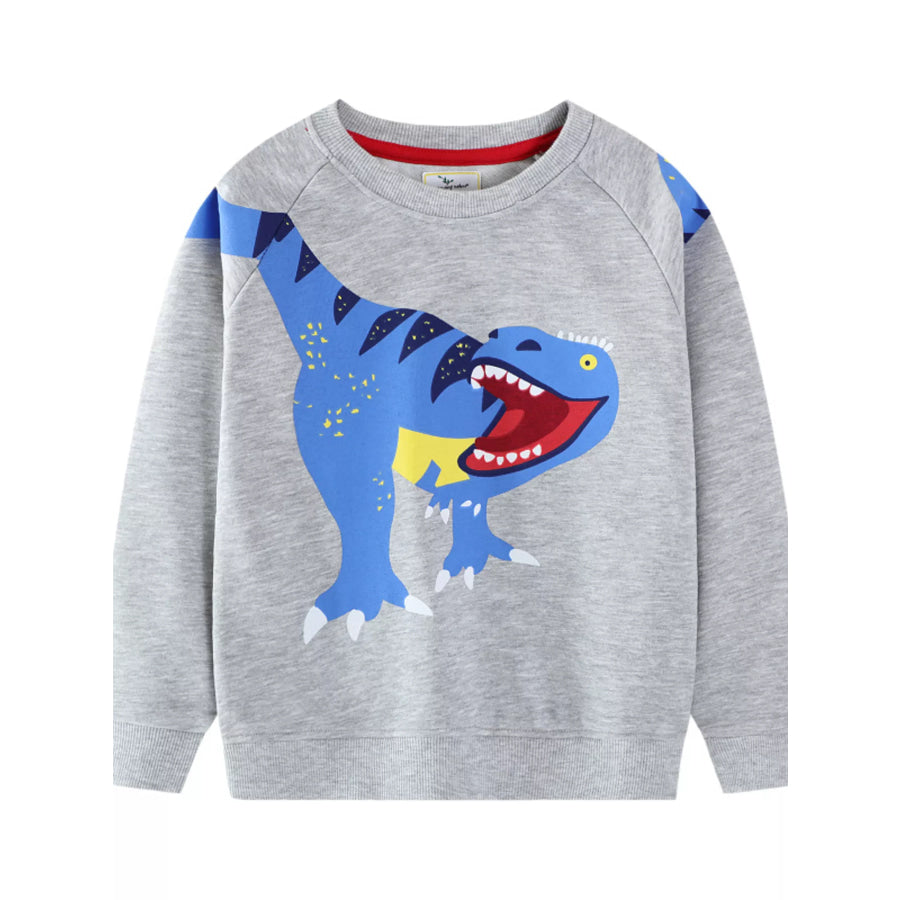 Children’s Dinosaur Crew Neck Sweatshirt Light Gray / 2T Apparel and Accessories