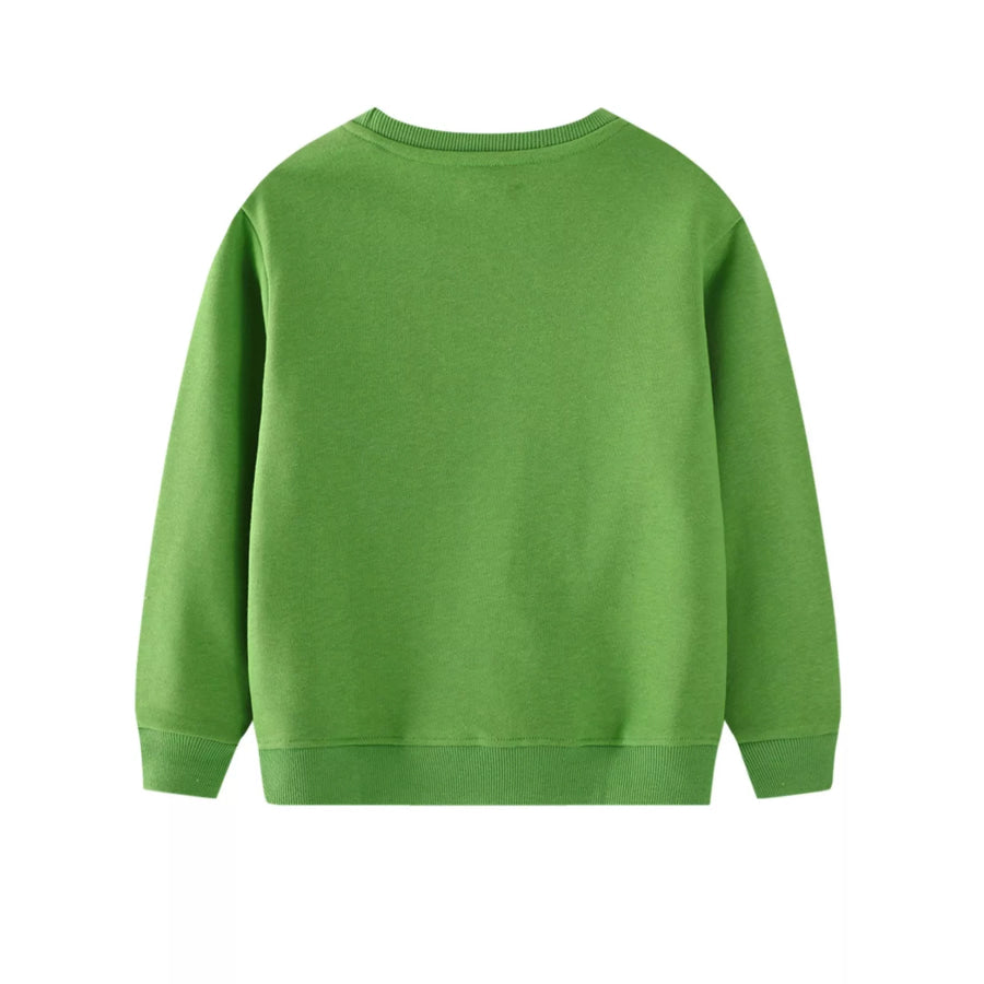 Children’s Dinosaur Embroidered Crew Neck Sweatshirt Apparel and Accessories