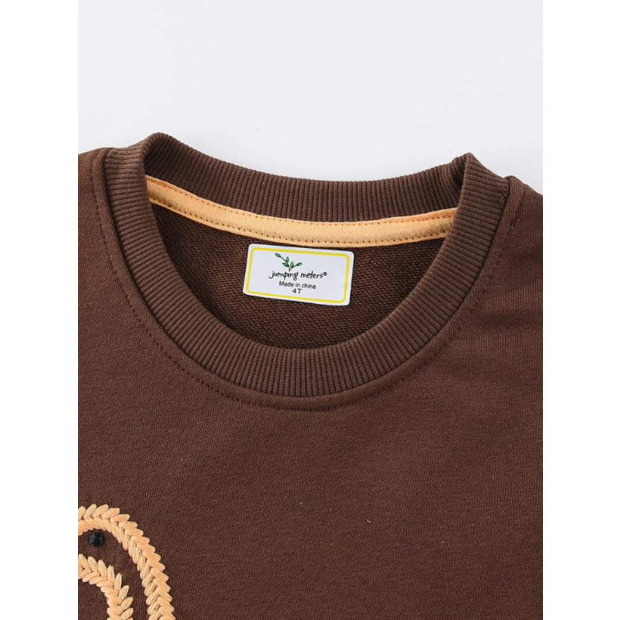Children’s Dinosaur Embroidered Crew Neck Sweatshirt Apparel and Accessories