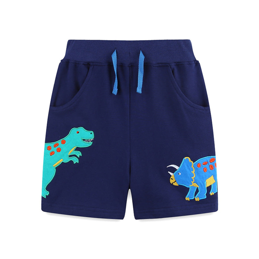Children’s Dinosaur Embroidered Drawstring Casual Shorts Apparel and Accessories