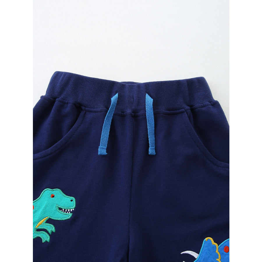 Children’s Dinosaur Embroidered Drawstring Casual Shorts Apparel and Accessories