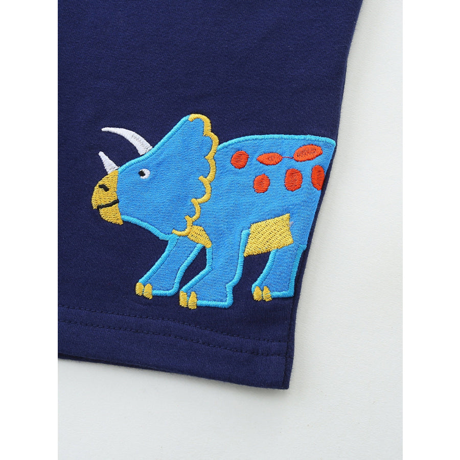 Children’s Dinosaur Embroidered Drawstring Casual Shorts Apparel and Accessories