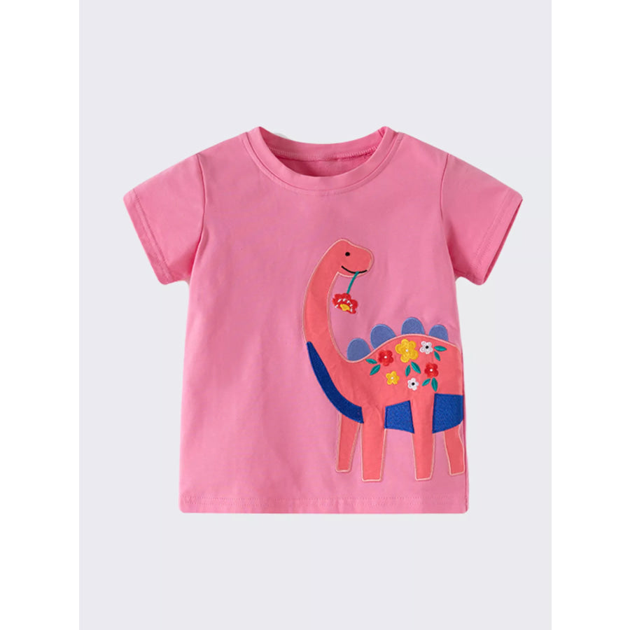Children’s Dinosaur Embroidered Short Sleeve T-Shirt Apparel and Accessories