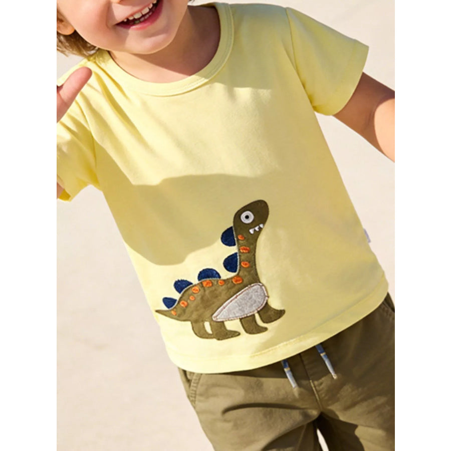 Children’s Dinosaur Embroidered Short Sleeve T-Shirt Apparel and Accessories