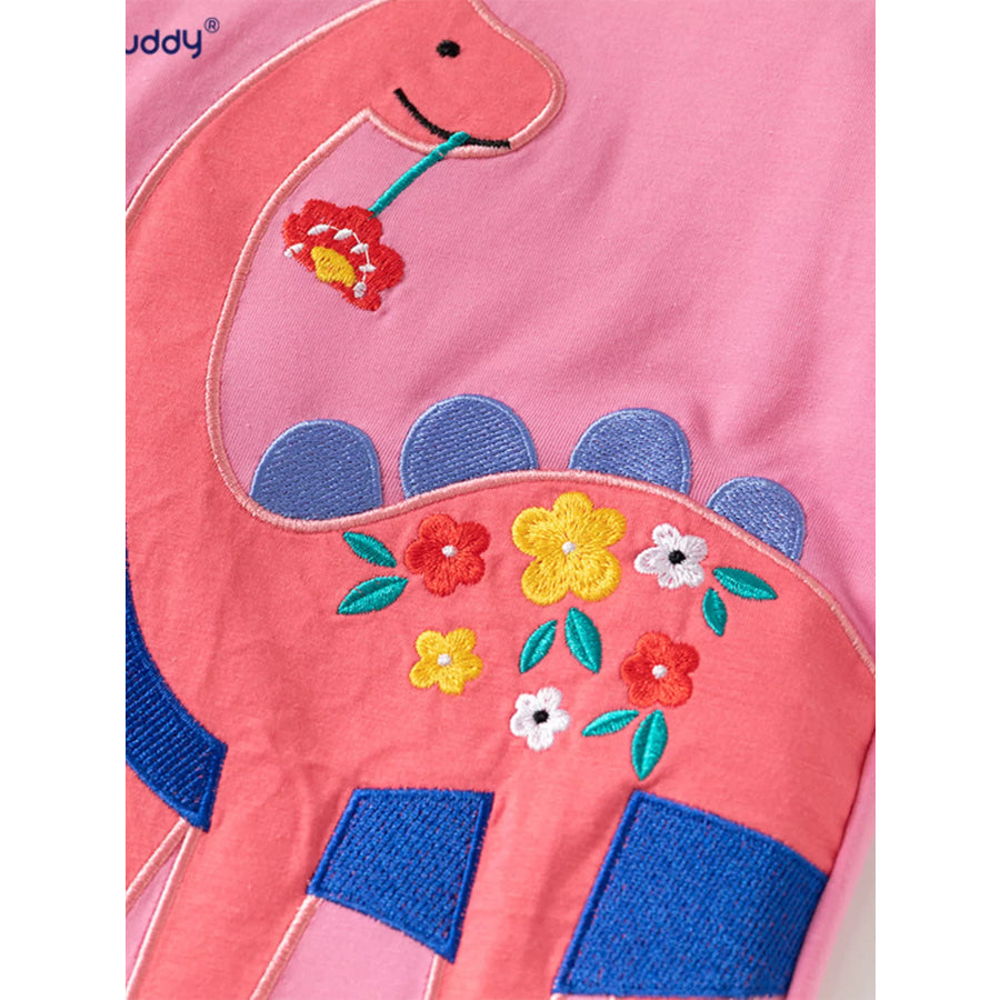 Children’s Dinosaur Embroidered Short Sleeve T-Shirt Apparel and Accessories